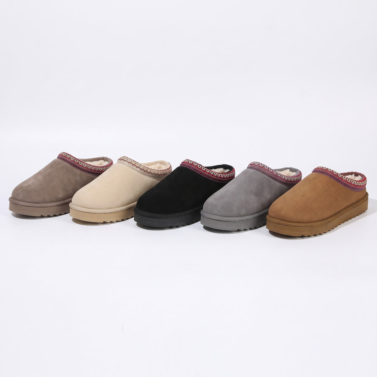 Cozy Cloud Plush Slippers in taupe, beige, black, gray and chestnut
